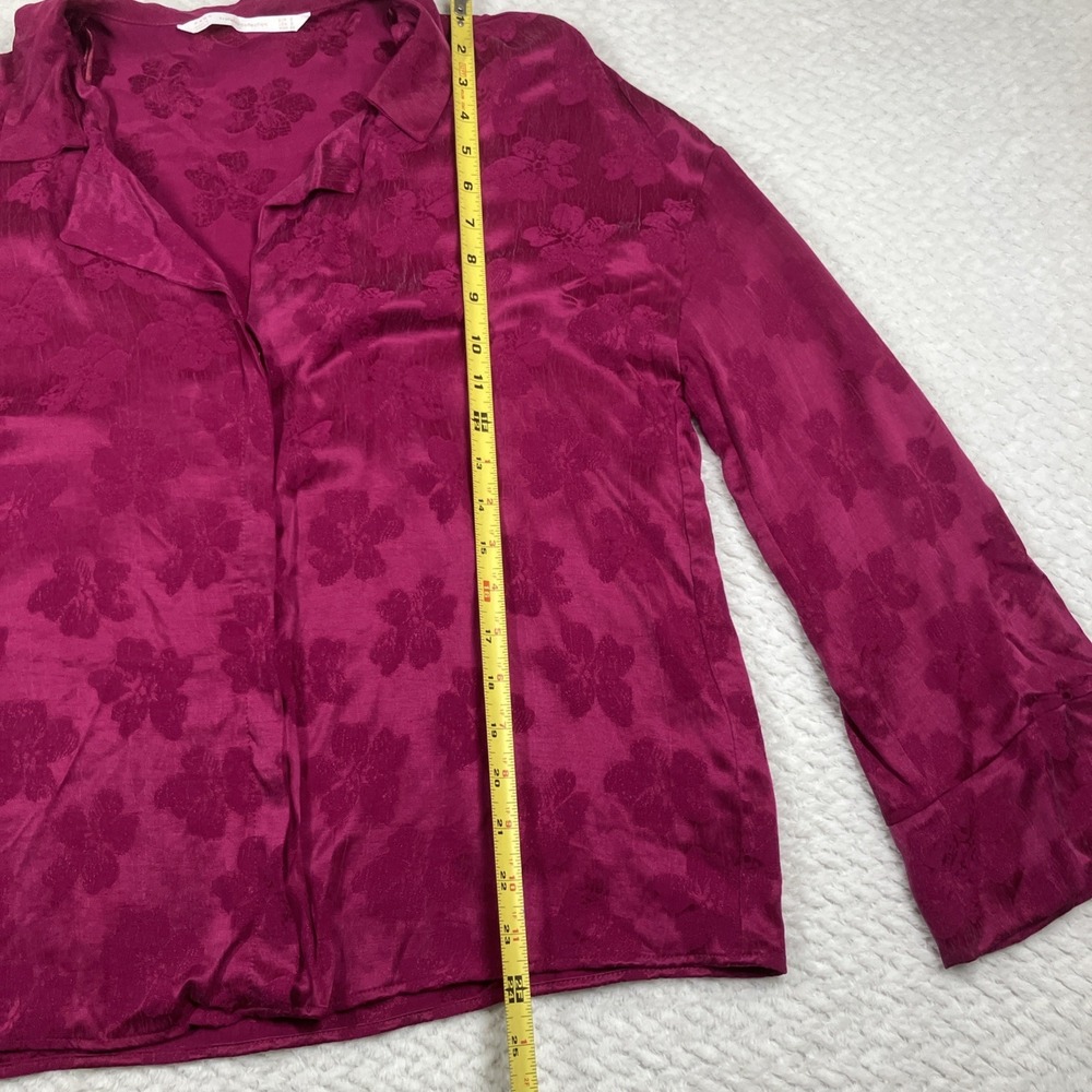 Zara Trafaluc Collection Blouse Womens Small Magenta Casual Business Button Up - Picture 10 of 13